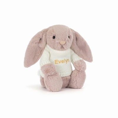 Jellycat Bashful Luxe Bunny Rosa with Cream Jumper UK | 35906PDKY